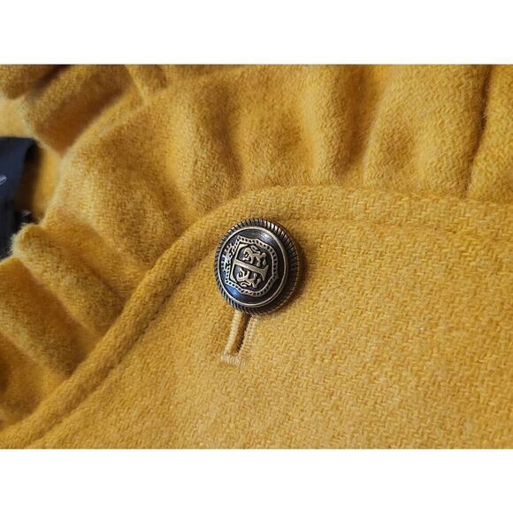 Talbots Jacket Women's 8 Yellow Ruffle Trim Shetland Herringbone Wool Blend - Picture 7 of 7